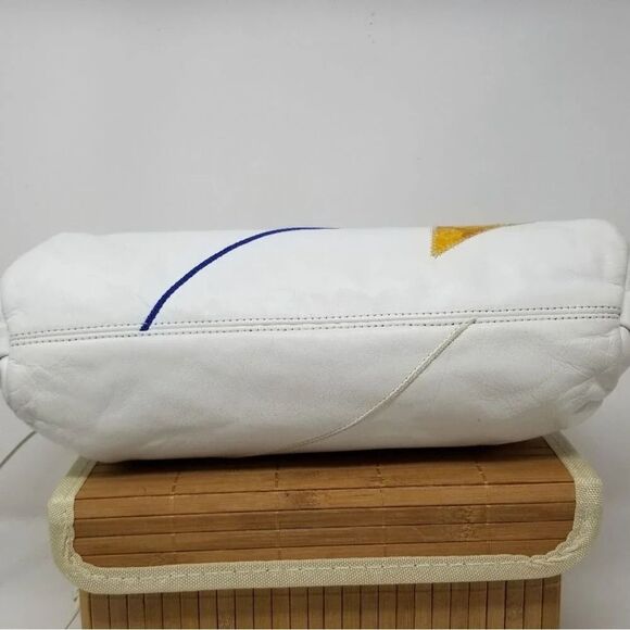 Vintage Bags By Supreme White Leather Patchwork Geometric Clutch Crossbody - Picture 9 of 15